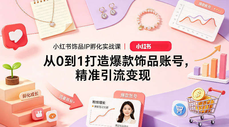 小红书饰品IP孵化实战课｜从0到1打造爆款饰品账号，精准引流变现-资源共享