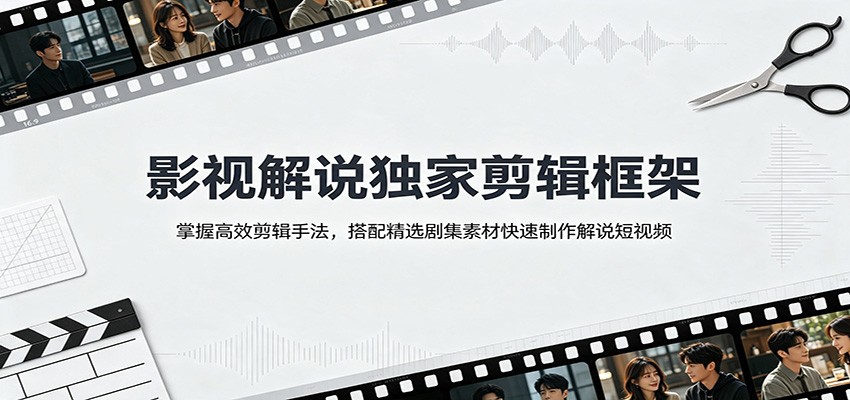 影视解说独家剪辑框架：掌握高效剪辑手法，搭配精选剧集素材快速制作解说短视频-资源共享