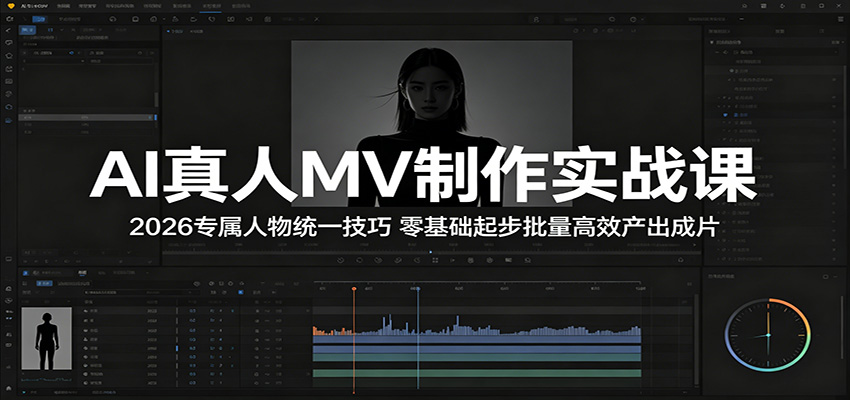 AI真人MV制作实战课：2026专属人物统一技巧，零基础起步批量高效产出成片-资源共享