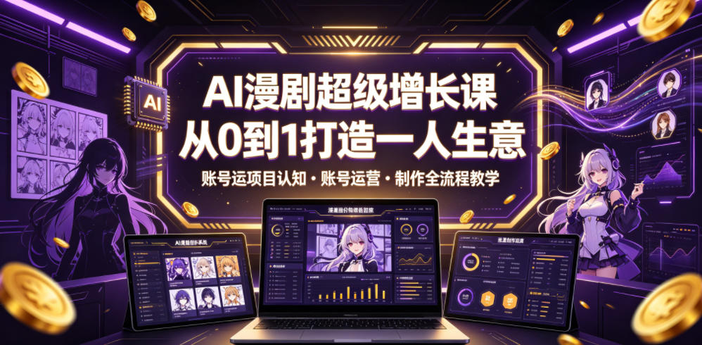 AI漫剧超级增长课,从0到1打造一人生意,项目认知・账号运营・制作全流程教学-资源共享