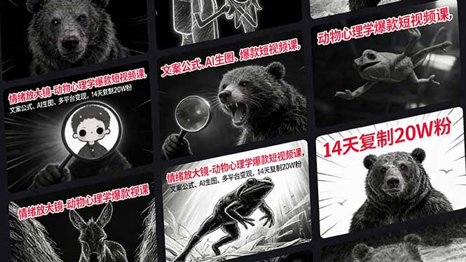 情绪放大镜-动物心理学爆款短视频课，文案公式、AI生图、多平台变现，14天复制20W粉-资源共享