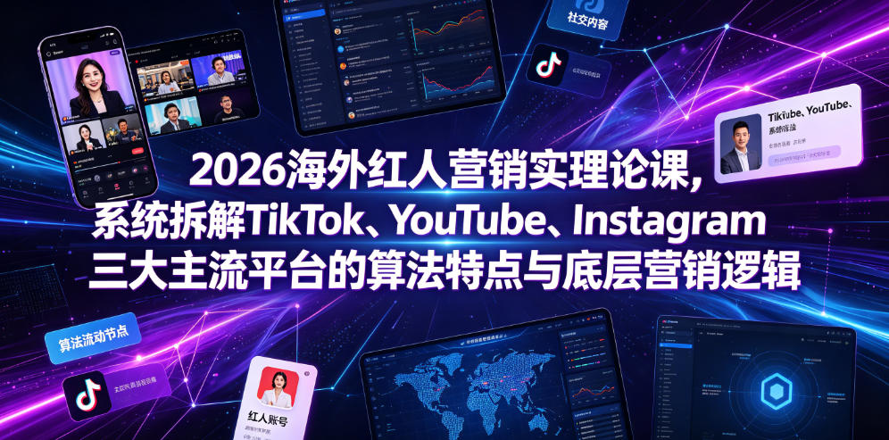 2026海外红人营销实理论课,系统拆解TikTok、YouTube、Instagram三大主流平台的算法特点与底层营销逻辑-资源共享