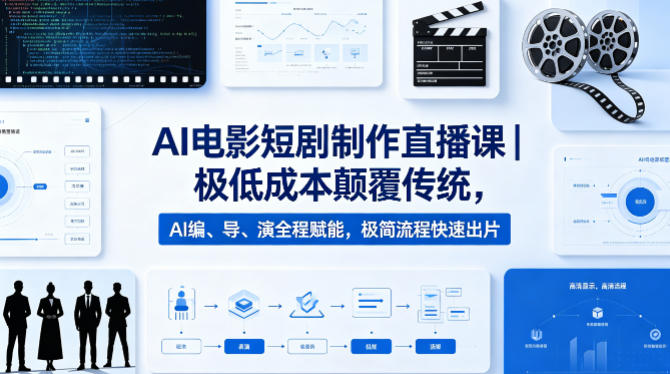 AI电影短剧制作直播课｜极低成本颠覆传统，AI编、导、演全程赋能，极简流程快速出片-资源共享