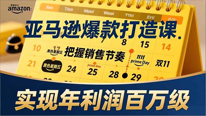 亚马逊爆款打造课，大促节点、全年规划、淡旺季打法，把握销售节奏，实现年利润百万级-资源共享