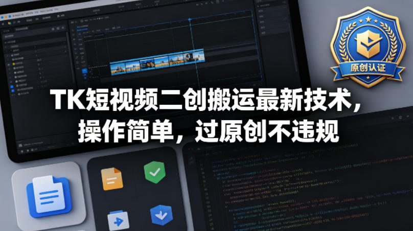 TK短视频二创搬运最新技术，操作简单，过原创不违规-资源共享