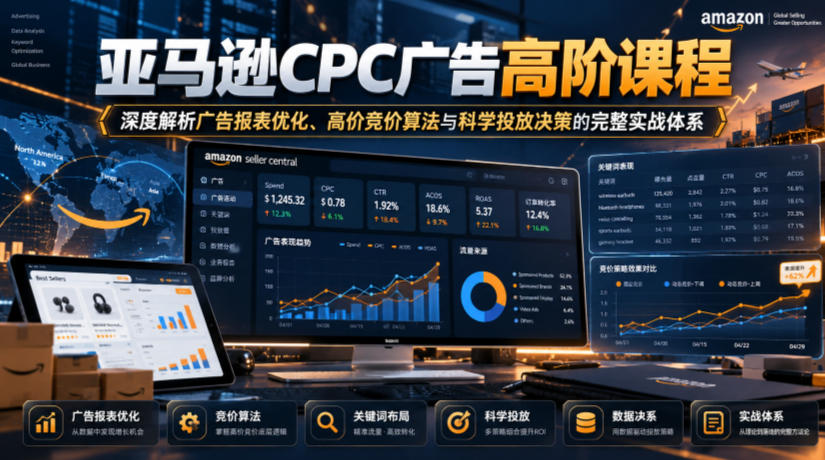 亚马逊CPC广告高阶课程，深度解析广告报表优化、高价竞价算法与科学投放决策的完整实战体系-资源共享