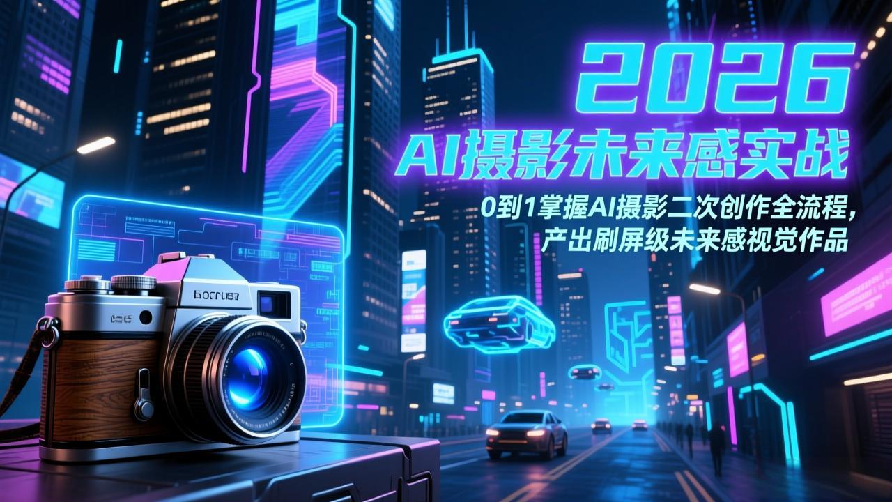 2026 AI摄影未来感实战：0到1掌握AI摄影二次创作全流程，产出刷屏级未来感视觉作品-资源共享