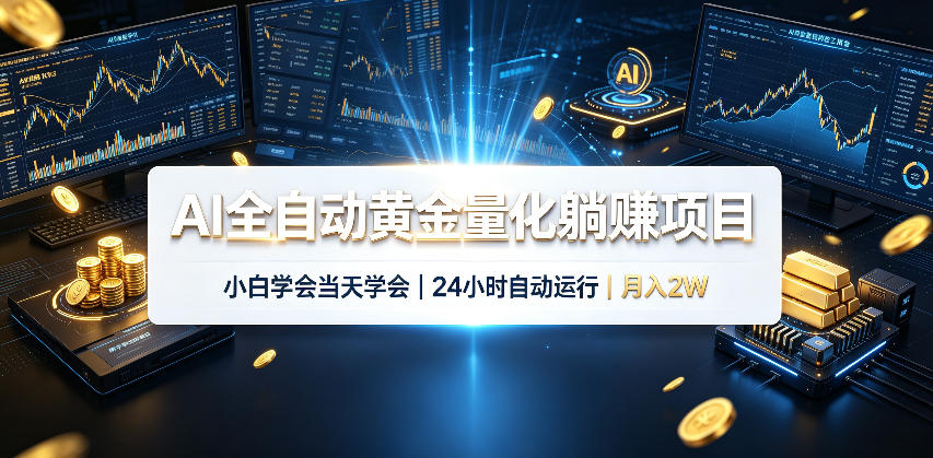 AI全自动黄金量化躺賺项目，24小时自动运行，月入2W！-资源共享