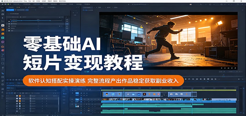 零基础AI短片变现教程:软件认知搭配实操演练,完整流程产出作品稳定获取副业收入-资源共享