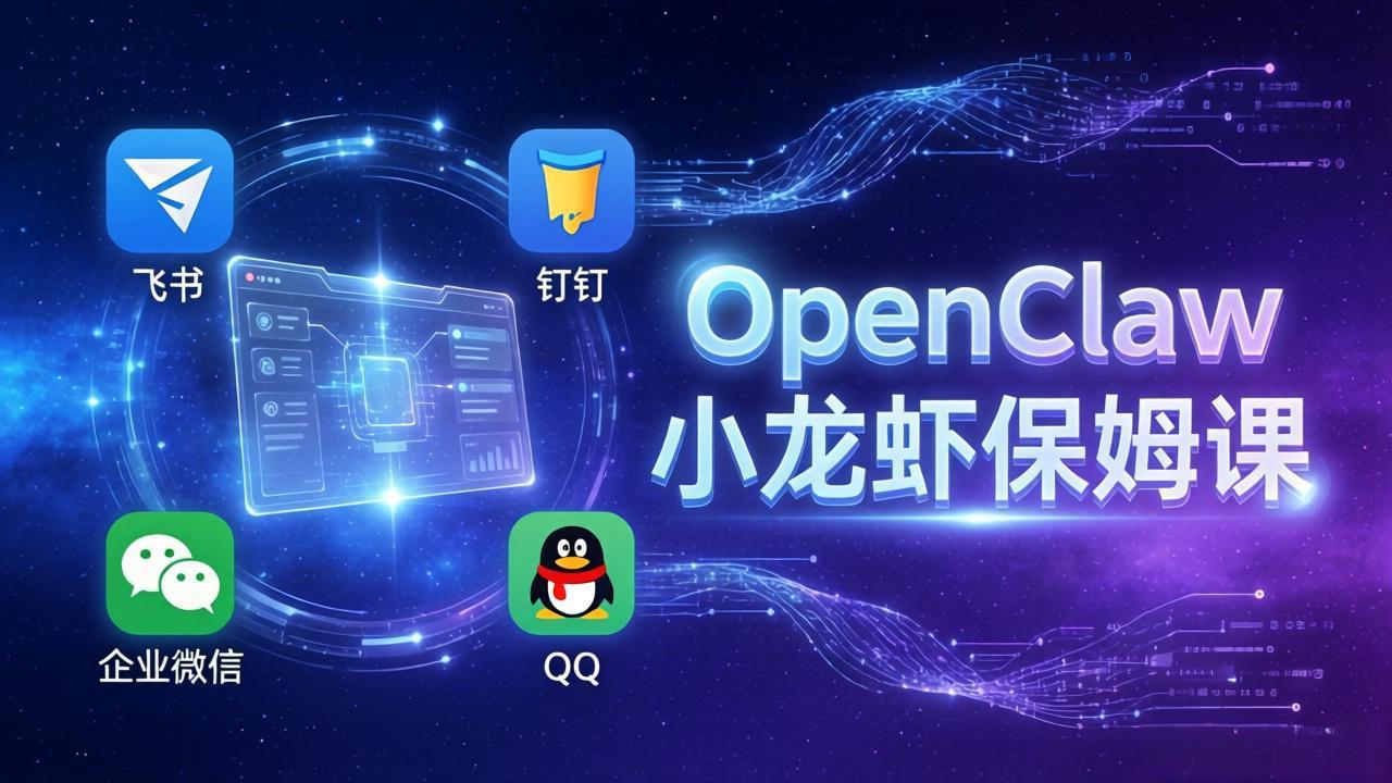OpenClaw小龙虾保姆课： Windows/macOS/Linux/Docker全系统安装，飞书+钉钉+企业微信+QQ 全接入-资源共享