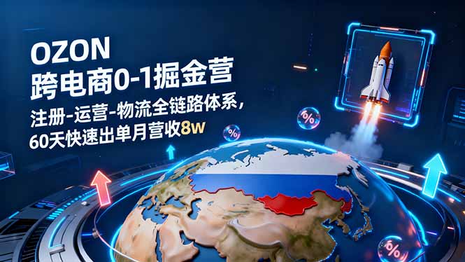 OZON跨境电商0-1掘金营：注册-运营-物流全链路体系，60天快速出单月营收8w-资源共享