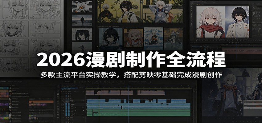 2026漫剧制作全流程:多款主流平台实操教学,搭配剪映零基础完成漫剧创作-资源共享