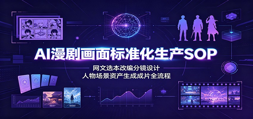 AI漫剧画面标准化生产SOP：网文选本改编分镜设计，人物场景资产生成成片全流程-资源共享