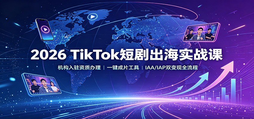 2026 TikTok短剧出海实战课:机构入驻资质办理,一键成片工具,IAA/IAP双变现全流程-资源共享