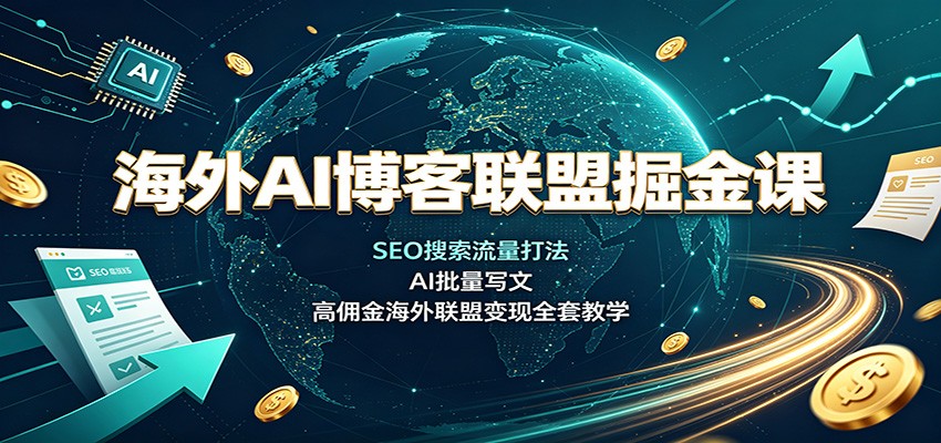 海外AI博客联盟掘金课:SEO搜索流量打法,AI批量写文,高佣金海外联盟变现全套教学-资源共享