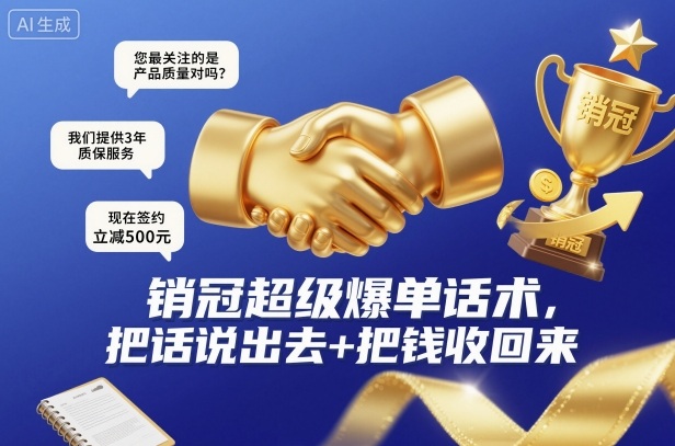 销冠超级爆单话术，把话说出去+把钱收回来-资源共享