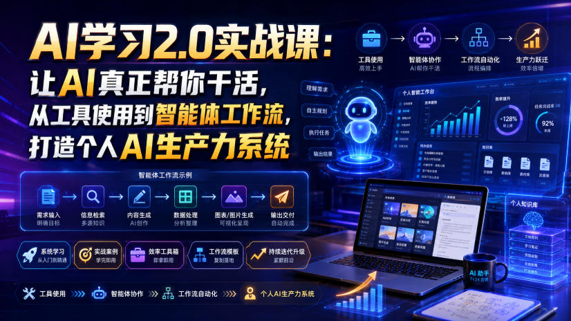 AI学习2.0实战课:让AI真正帮你干活,从工具使用到智能体工作流,打造个人AI生产力系统-资源共享