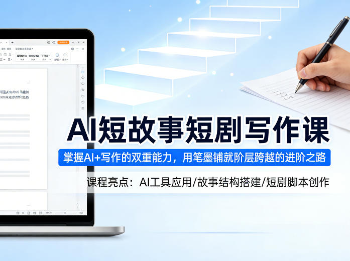 AI短故事短剧写作课，掌握AI+写作的双重能力，用笔墨铺就阶层跨越的进阶之路-资源共享