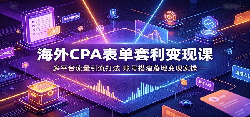 海外CPA表单套利变现课：多平台流量引流打法，账号搭建落地变现实操-资源共享