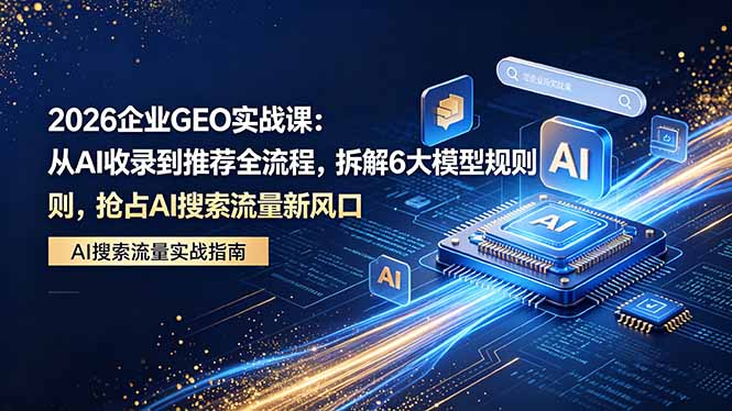 2026 企业GEO实战课:从AI收录到推荐全流程,拆解6大模型规则,抢占 AI 搜索流量新风口-资源共享