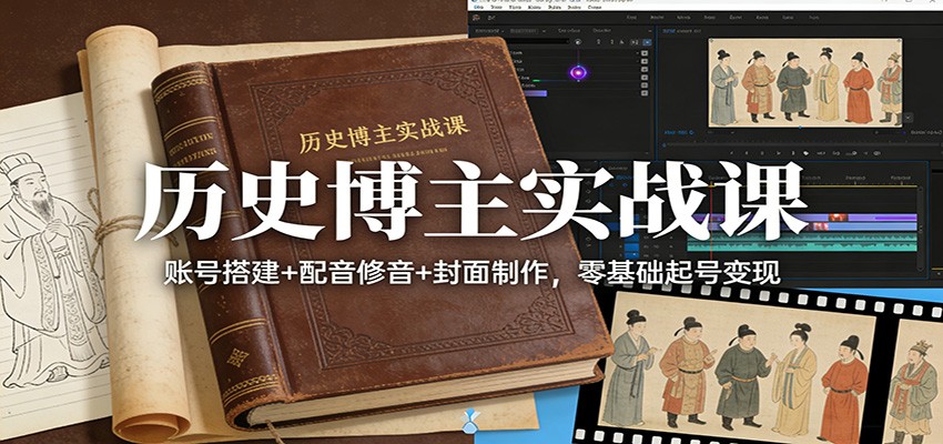 历史博主实战课：账号搭建+配音修音+封面制作，零基础起号变现-资源共享