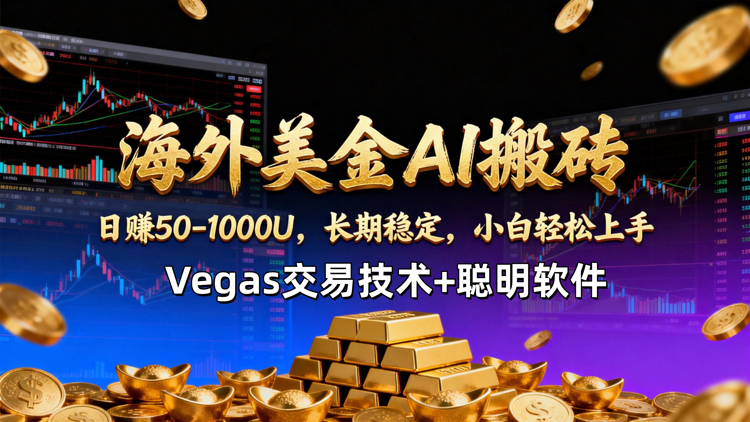 【海外美金AI搬砖】Vegas交易技术+聪明软件，日赚50-1000U，长期稳定，小白轻松上手。-资源共享