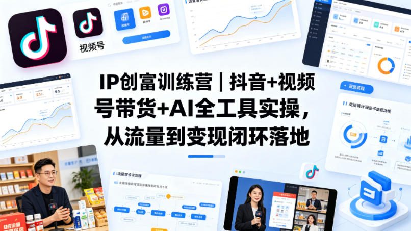 IP创富训练营｜抖音+视频号带货+AI全工具实操，从流量到变现闭环落地-资源共享