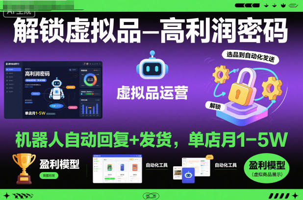 解锁虚拟品高利润密码：机器人自动回复+发货，单店月1-5W【揭秘】-资源共享