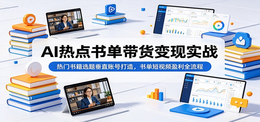 AI热点书单带货变现实战:热门书籍选题垂直账号打造,书单短视频盈利全流程-资源共享