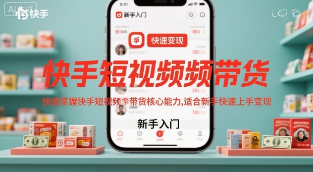 快手短视频带货，快速掌握快手短视频带货核心能力，适合新手快速上手变现-资源共享