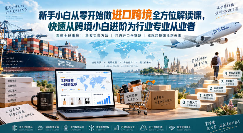新手小白从零开始做进口跨境全方位解读课，快速从跨境小白进阶为行业专业从业者-资源共享