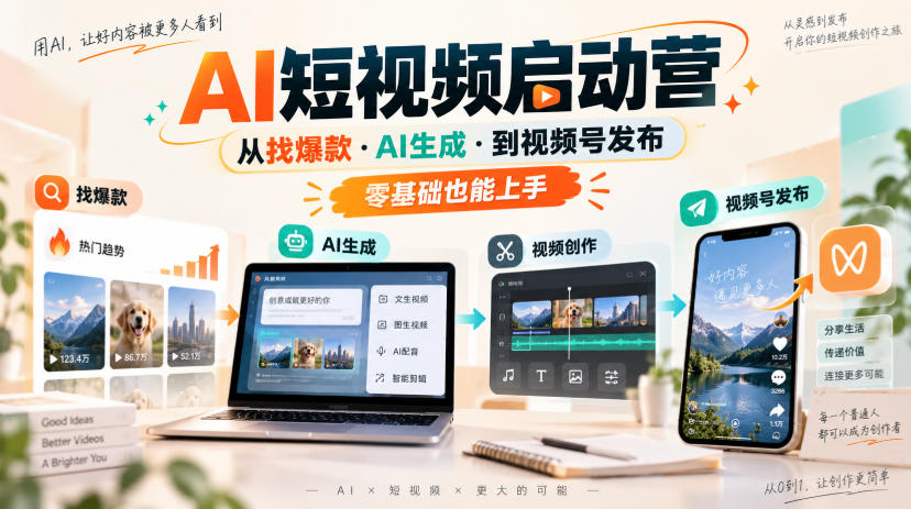 AI短视频启动营，从找爆款·AI生成·到视频号发布，零基础也能上手-资源共享