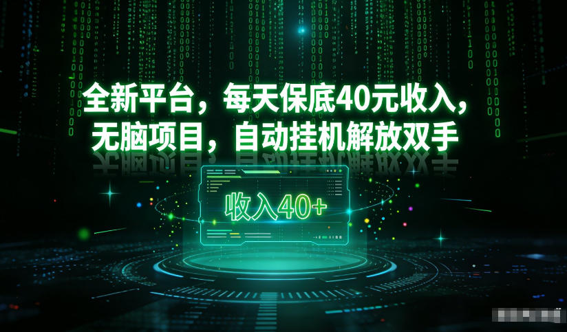 最新看广平台，每天保底30-4米，无脑项目，自动挂G解放双手【揭秘】-资源共享