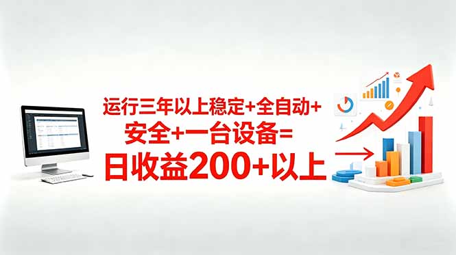 三年以上稳定+全自动+安全+一台设备=日收益200+-资源共享