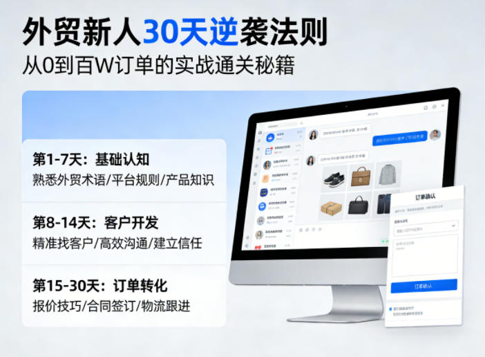 外贸新人30天逆袭法则,教你从0到百W订单的实战通关秘籍-资源共享