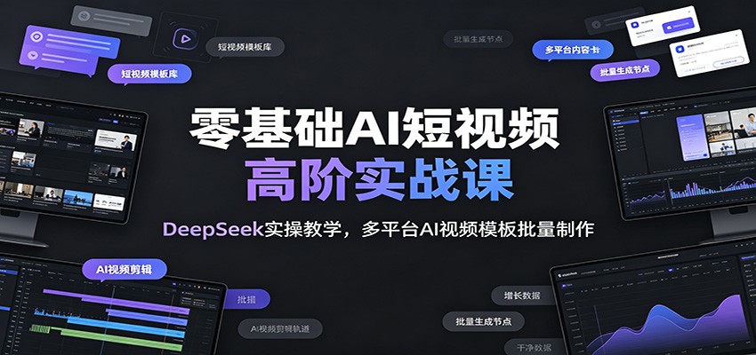 零基础AI短视频高阶实战课：DeepSeek实操教学，多平台AI视频模板批量制作-资源共享