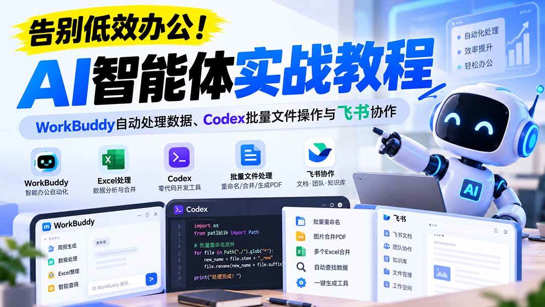 （21193期）【无水印】告别低效办公！《AI智能体实战教程》WorkBuddy自动处理数据、Codex批量文件操作与飞书协作-资源共享