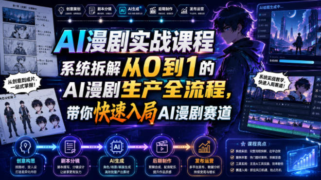 AI漫剧实战课程，系统拆解从0到1的AI漫剧生产全流程，带你快速入局AI漫剧赛道（更新）-资源共享