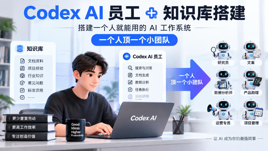 Codex AI员工+知识库搭建,搭建一个人就能用的AI工作系统,一个人顶一个小团队-资源共享