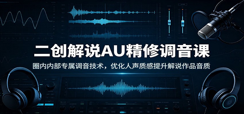 二创解说AU精修调音课:圈内内部专属调音技术,优化人声质感提升解说作品音质-资源共享