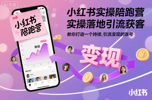 小红书实操陪跑营，实操落地引流获客，教你打造一个持续引流变现的账号-资源共享