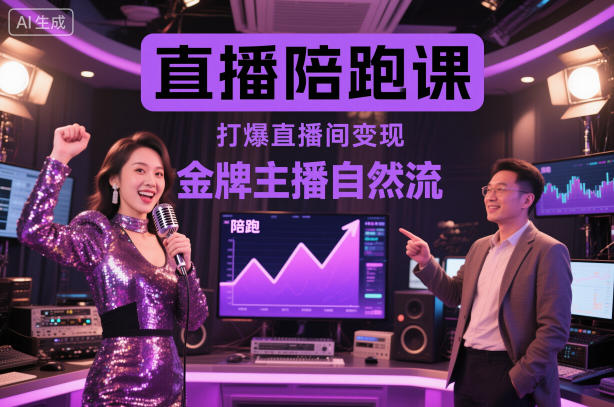 直播陪跑课，金牌主播自然流打爆直播间，复制高变现玩法-资源共享