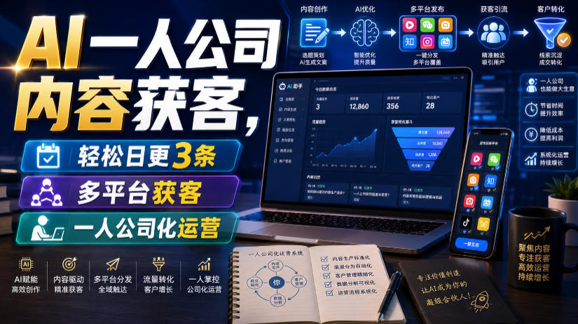 AI一人公司内容获客,轻松日更3条,多平台获客,一人公司化运营(更新0827)-资源共享
