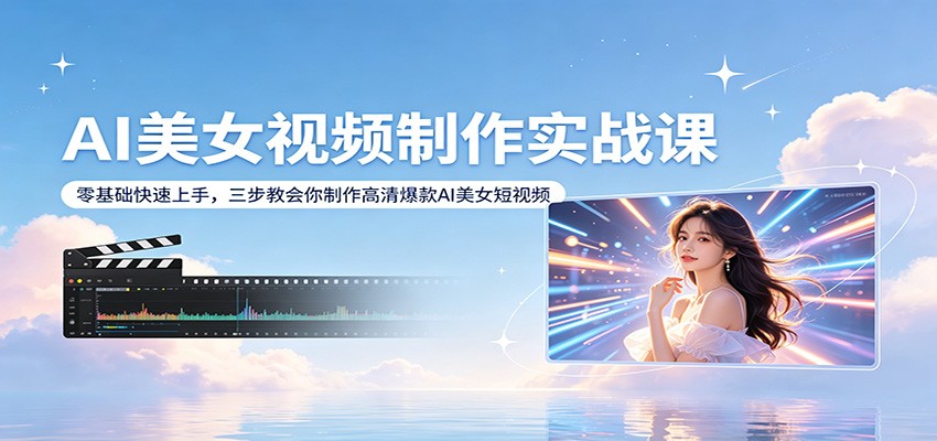 AI美女视频制作实战课：零基础快速上手，三步教会你制作高清爆款AI美女短视频-资源共享
