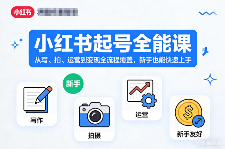 小红书起号全能课，从写、拍、运营到变现全流程覆盖，新手也能快速上手-资源共享