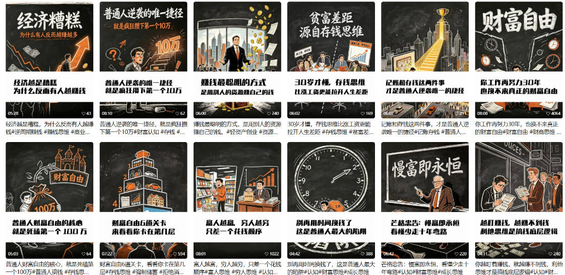 【AI书单】财富书籍图文解读玩法，一键直出，几十条视频，跑出1000单，全流程拆解，新手也可以上手-资源共享