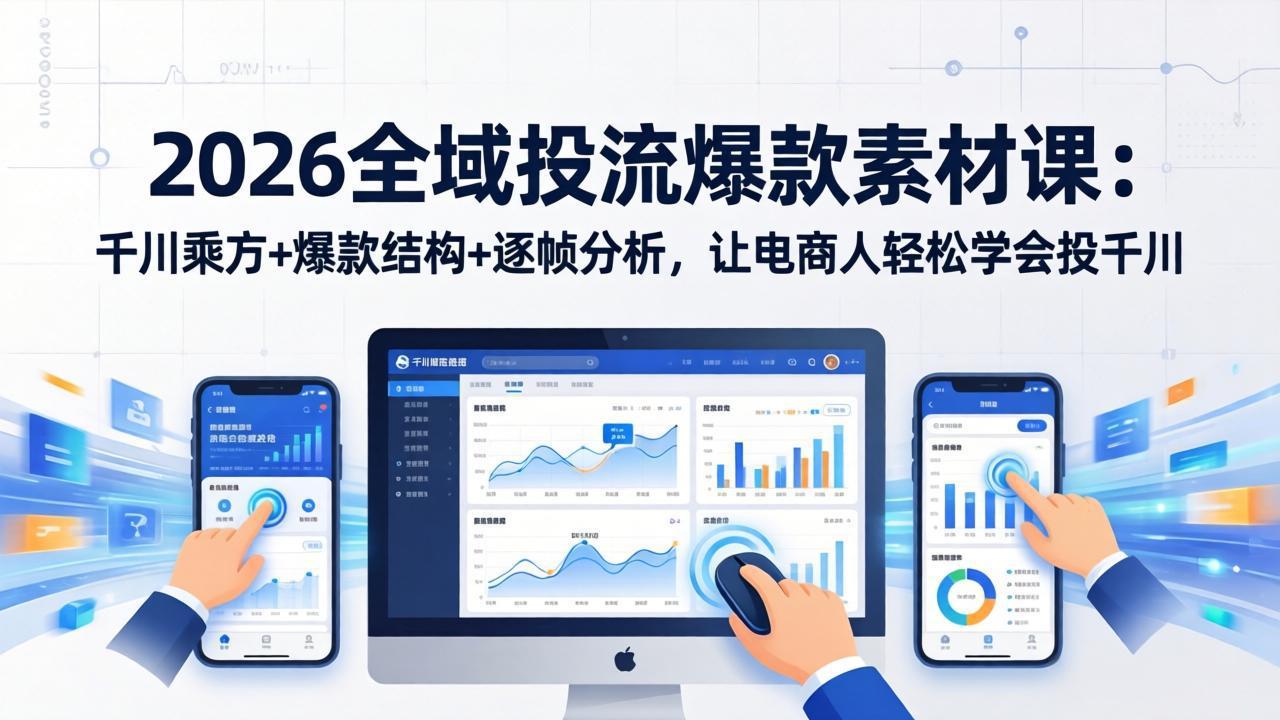 2026全域投流爆款素材课：千川乘方+爆款结构+逐帧分析，让电商人轻松学会投千川-资源共享