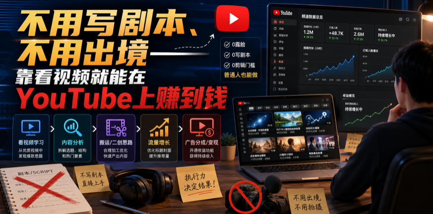 不用写剧本、不用出境——靠看视频就能在YouTube上賺到钱【原创双语字幕】-资源共享