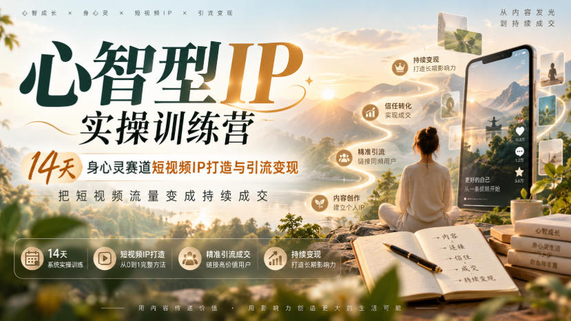 心智型IP实操训练营|14天身心灵赛道短视频IP打造与引流变现,把短视频流量变成持续成交-资源共享