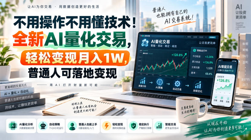 不用操作不用懂技术！全新AI量化交易，轻松变现月入1W，普通人可落地变现！【揭秘】-资源共享